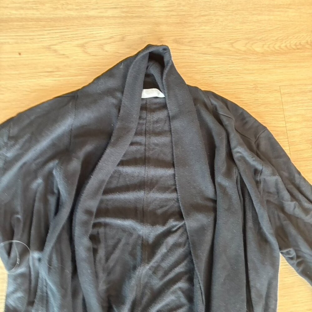 ** Athleta Pranayama Wrap Black Open Front Cardigan Sweater #777944 Small - Picture 5 of 6
